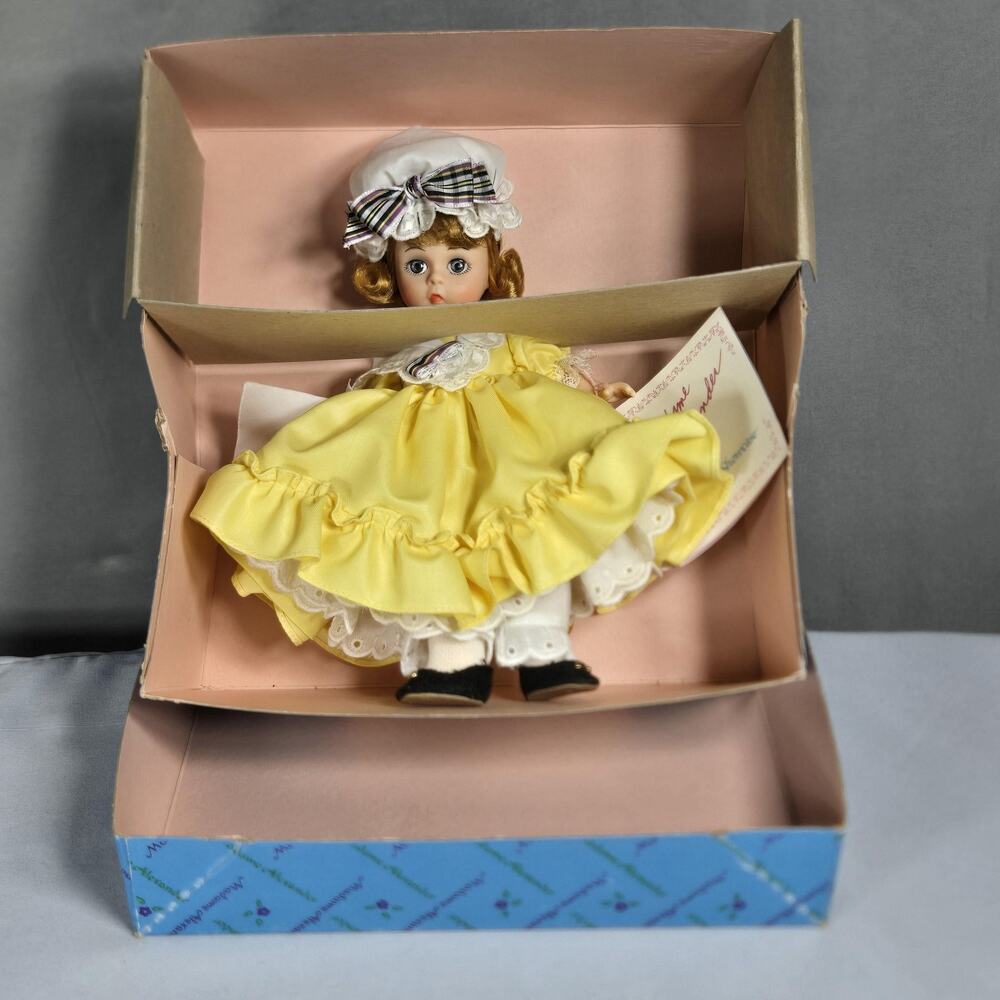 Vintage Madame Alexander Curly Locks 421 Doll 8in Yellow Dress Box Blue Eyes Tag